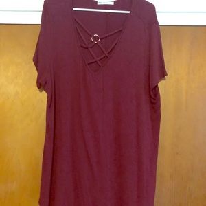 Maroon strappy T-shirt